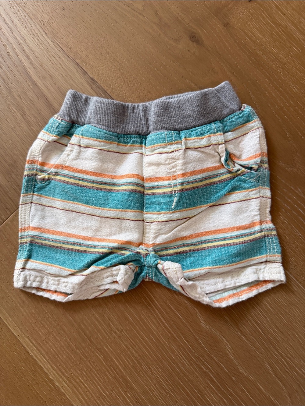 Peek Striped Teal, Orange, and Cream Kids Shorts